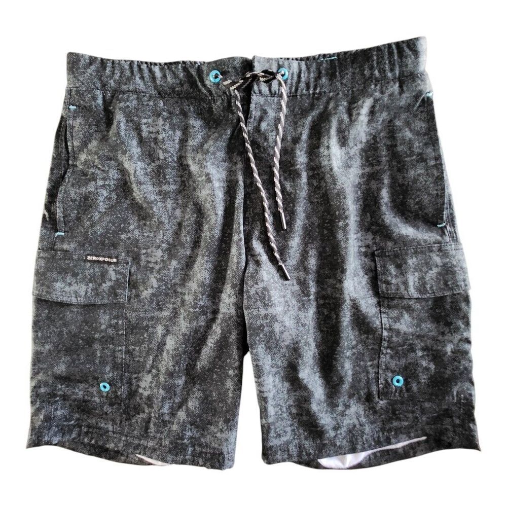 NWOT ZeroXposur Men's UPF 50+‎  Protection Liner Swim Trunks Black Spray Medium